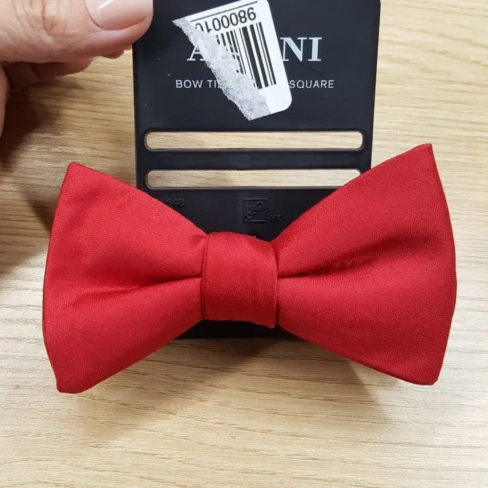 ALFANI Mens Bow Tie Solid Red Pre-Tied